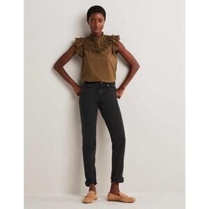 Boden Jeans Womens Size 16 Long Straight Girlfriend Washed Black Denim Pants